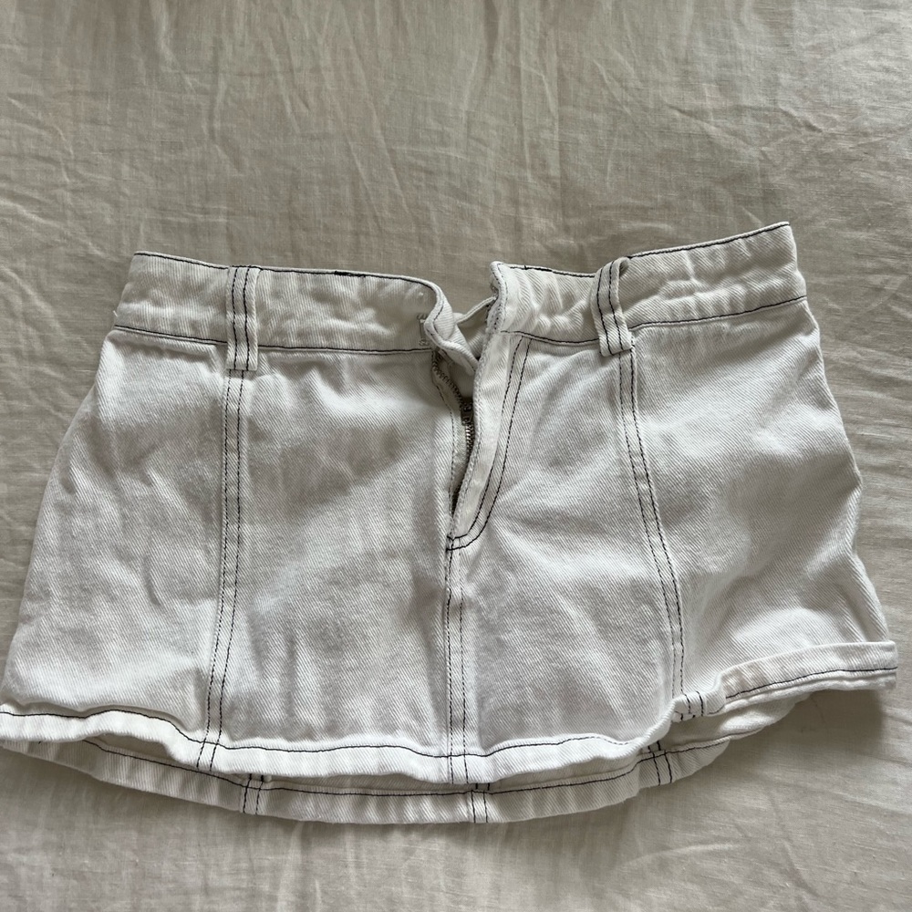 White Mini Denim Skirt